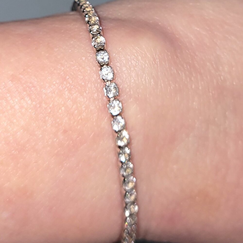 White Topaz & Sterling Silver Drawstring Adjustable Bracelet